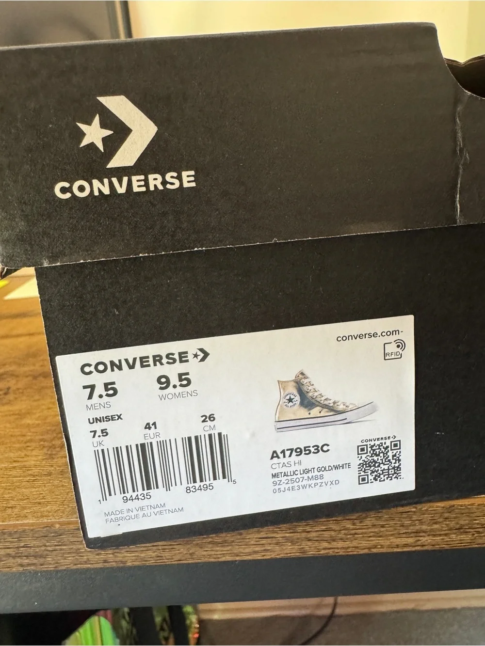 Converse CT AS HI Men’s 7.5. NIB. Metallic Light Gold/White